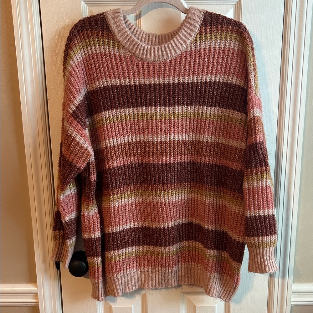 XL pink striped sweater